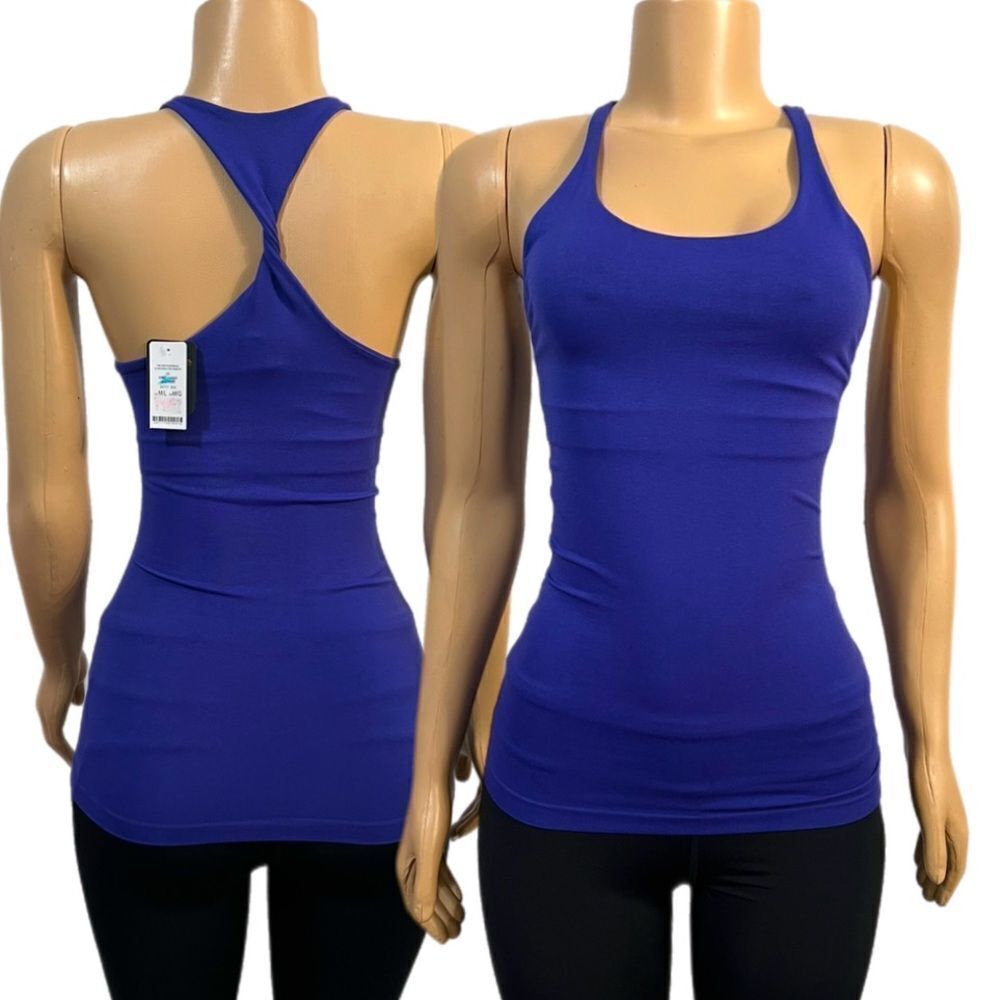 Bebe The new Racerback Scoop Neck Twist back tank top blue Medium / Large
